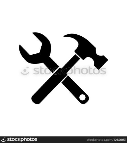 wrench key hammer icon tool to work vector isolated on white eps 10. wrench key hammer icon tool to work vector isolated