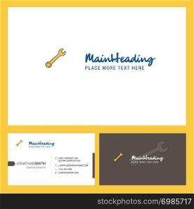 Wrench Logo design with Tagline & Front and Back Busienss Card Template. Vector Creative Design