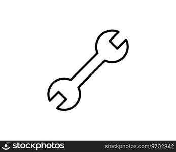 Wrench outline icon thin line black Royalty Free Vector