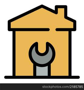 Wrench repair house icon. Outline wrench repair house vector icon color flat isolated. Wrench repair house icon color outline vector