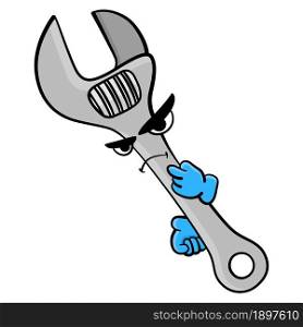 wrench tool cartoon character mad
