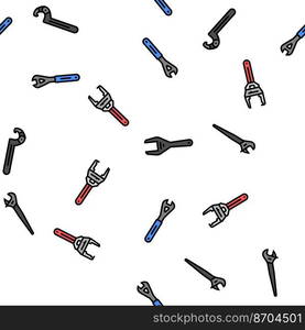 wrench tool spanner repair vector seamless pattern thin line illustration. wrench tool spanner repair vector seamless pattern