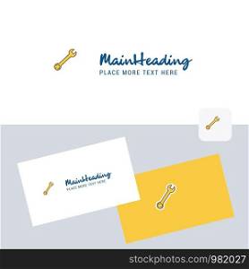 Wrench vector logotype with business card template. Elegant corporate identity. - Vector