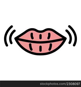 Wrinkles lips icon. Outline wrinkles lips vector icon color flat isolated. Wrinkles lips icon color outline vector