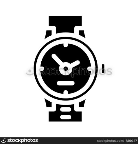wrist clock glyph icon vector. wrist clock sign. isolated contour symbol black illustration. wrist clock glyph icon vector illustration