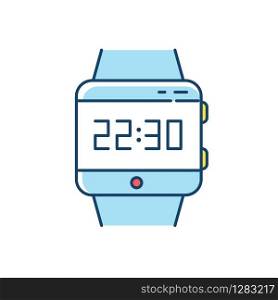 Wrist smartwatch RGB color icon. Smart watch with touchscreen display. Wristwatch. Digital clock. Wearable computing gadget. Fitness tracker. Mobile device. Technology. Isolated vector illustration