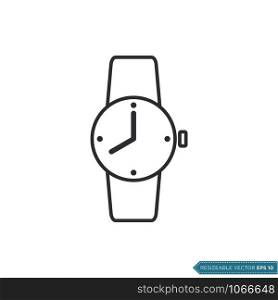 Wrist Watch Clock Icon Vector Template, Flat Design Illustration Design