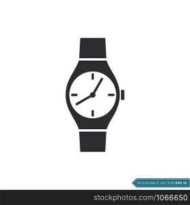Wrist Watch Clock Icon Vector Template, Flat Design Illustration Design