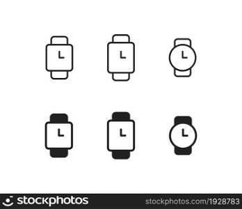 Wrist watch icon, wristwatch illustration. Clock hand concept, time logo design in vector flat style.