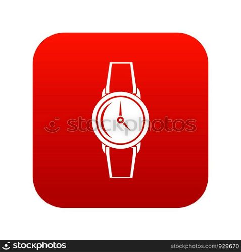 Wristwatch icon digital red for any design isolated on white vector illustration. Wristwatch icon digital red