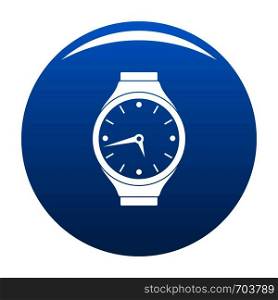 Wristwatch round icon vector blue circle isolated on white background . Wristwatch round icon blue vector