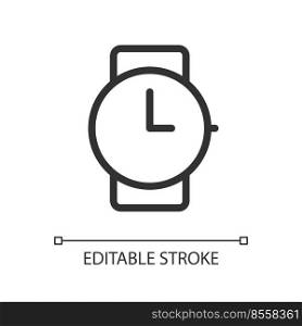 Wristwatchπxel perfect li≠ar ui icon. Buying watches. Jewelry store. Onli≠marketplace. GUI, UX design. Outli≠isolated user∫erface e≤ment for app and web. Editab≤stroke. Arial font used. Wristwatchπxel perfect li≠ar ui icon