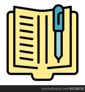 Write book review icon outline vector. Online report. Service online color flat. Write book review icon vector flat