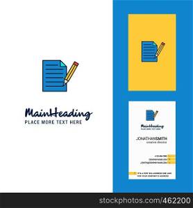 Write document Creative Logo and business card. vertical Design Vector