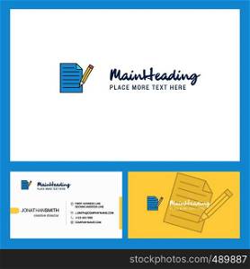 Write document Logo design with Tagline & Front and Back Busienss Card Template. Vector Creative Design