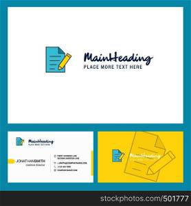 Write document Logo design with Tagline & Front and Back Busienss Card Template. Vector Creative Design