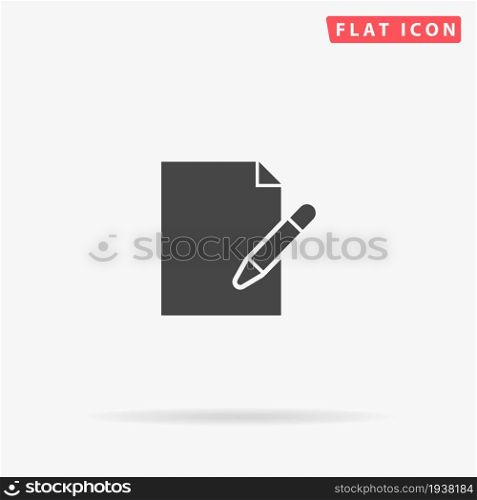 Write flat vector icon. Glyph style sign. Simple hand drawn illustrations symbol for concept infographics, designs projects, UI and UX, website or mobile application.. Write flat vector icon