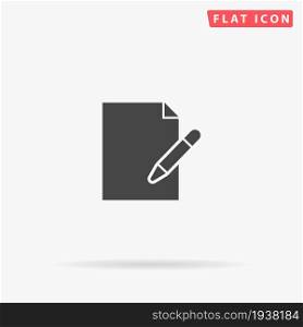 Write flat vector icon. Glyph style sign. Simple hand drawn illustrations symbol for concept infographics, designs projects, UI and UX, website or mobile application.. Write flat vector icon
