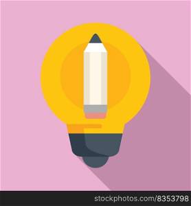 Write idea icon flat vector. Creative bulb. Think web. Write idea icon flat vector. Creative bulb