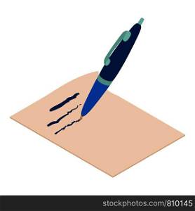 Write pen icon. Isometric illustration of write pen icon for web. Write pen icon, isometric 3d style