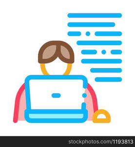 Writer Laptop Icon Vector. Outline Writer Laptop Sign. Isolated Contour Symbol Illustration. Writer Laptop Icon Vector Outline Illustration