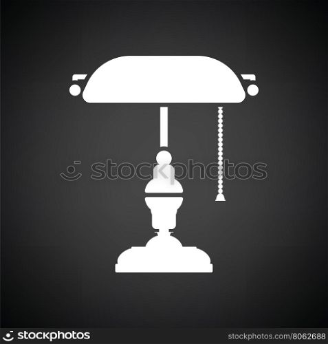 Writer's lamp icon. Black background with white. Vector illustration.