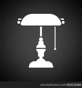 Writer's lamp icon. Black background with white. Vector illustration.