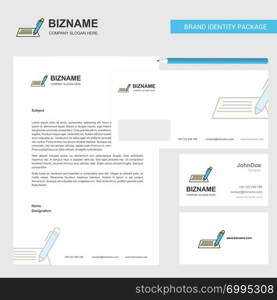 Writing Business Letterhead, Envelope and visiting Card Design vector template
