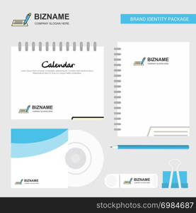 Writing Logo, Calendar Template, CD Cover, Diary and USB Brand Stationary Package Design Vector Template