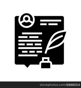 writing news article glyph icon vector. writing news article sign. isolated contour symbol black illustration. writing news article glyph icon vector illustration