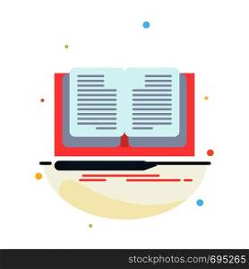 Writing, Novel, Book, Story Abstract Flat Color Icon Template