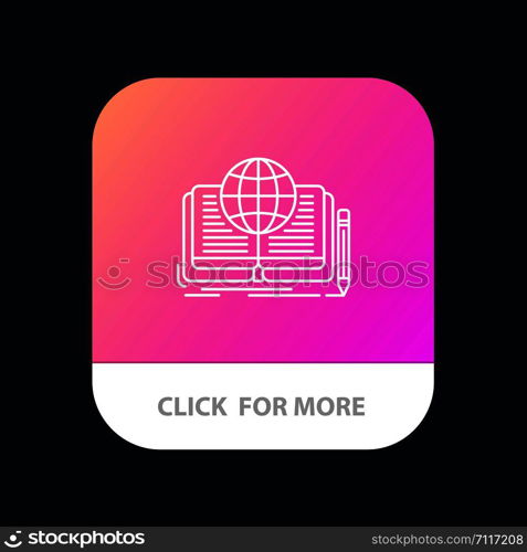 Writing, Novel, Book, Story, Theory Mobile App Button. Android and IOS Line Version