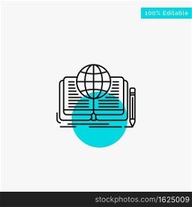Writing, Novel, Book, Story, Theory turquoise highlight circle point Vector icon