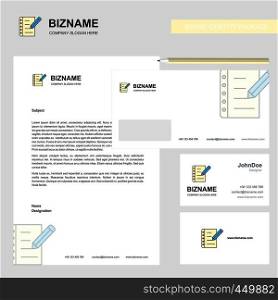 Writing on notes Business Letterhead, Envelope and visiting Card Design vector template