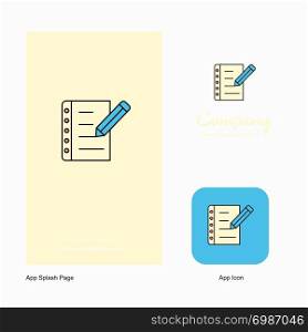 Writing on notes Company Logo App Icon and Splash Page Design. Creative Business App Design Elements