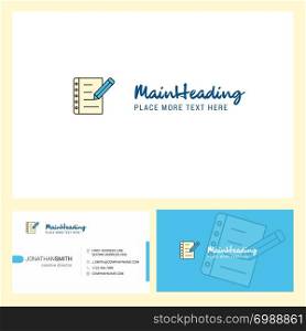 Writing on notes Logo design with Tagline & Front and Back Busienss Card Template. Vector Creative Design