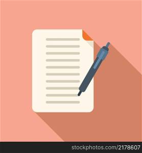 Writing paper icon flat vector. Text message. Content desk. Writing paper icon flat vector. Text message
