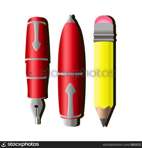Writing pen vector pencil icon tools design isolated illustration