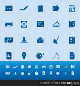 Writing related color icons on blue background, stock vector