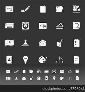 Writing related icons on gray background, stock vector