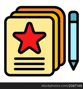Writing review icon. Outline writing review vector icon color flat isolated. Writing review icon color outline vector