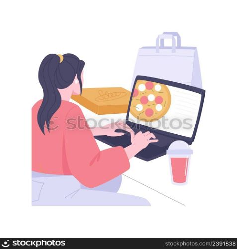 Writing review isolated cartoon vector illustrations. Restaurant critic reviewing food and drinks using laptop, food blogger giving recommendations, eating out in cafe vector cartoon.. Writing review isolated cartoon vector illustrations.