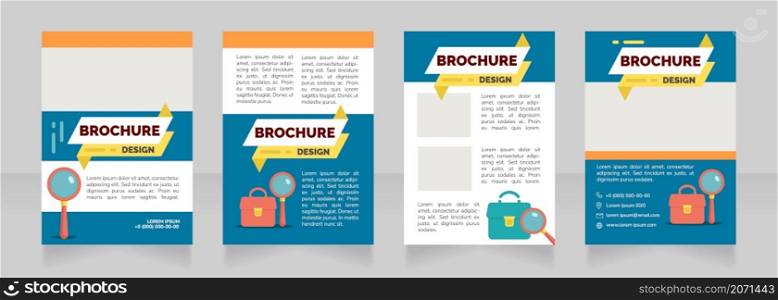 Writing skills importance blank brochure design. Template set with copy space for text. Premade corporate reports collection. Editable 4 paper pages. Raleway Black, Regular, Light fonts used. Writing skills importance blank brochure design