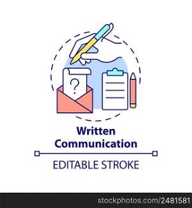 Written communication concept icon. Interaction type abstract idea thin line illustration. Business letters and messages. Isolated outline drawing. Editable stroke. Arial, Myriad Pro-Bold fonts used. Written communication concept icon