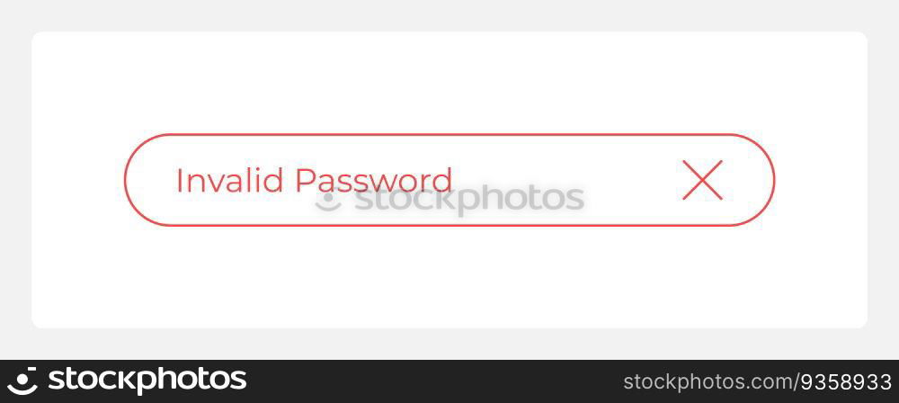 Wrong password UI element template. Editable isolated vector dashboard component. Flat user interface. Visual data presentation. Web design widget for mobile application with light theme. Wrong password UI element template