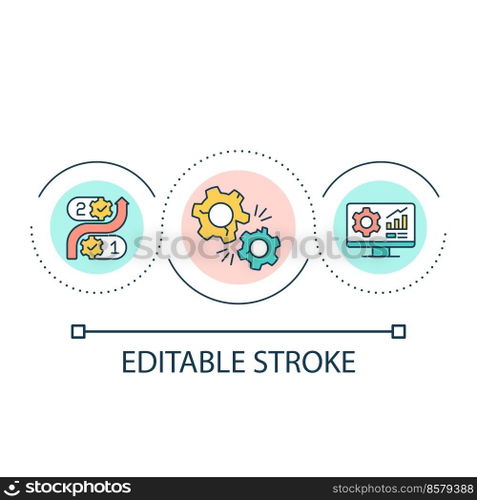 Wrong system building loop concept icon. Studying risks before starting project. Business abstract idea thin line illustration. Isolated outline drawing. Editable stroke. Arial font used. Wrong system building loop concept icon