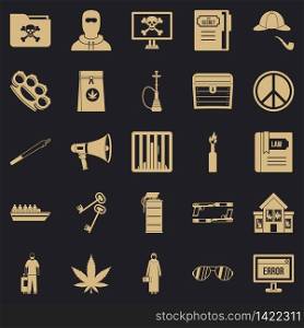 Wrongdoing icons set. Simple set of 25 wrongdoing vector icons for web for any design. Wrongdoing icons set, simple style