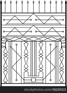 Wrought Iron Gate, Ornamental Design Vector Art Illustration