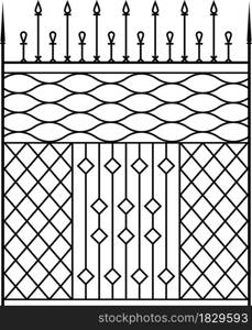 Wrought Iron Gate, Ornamental Design Vector Art Illustration