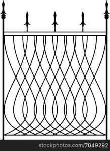 Wrought Iron Gate, Ornamental Design Vector Illustration